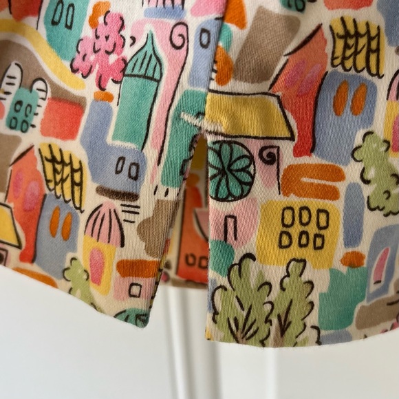 •Talbots• Vintage Colorful Village Scene Cropped Pants - Size 8P - Picture 7 of 9